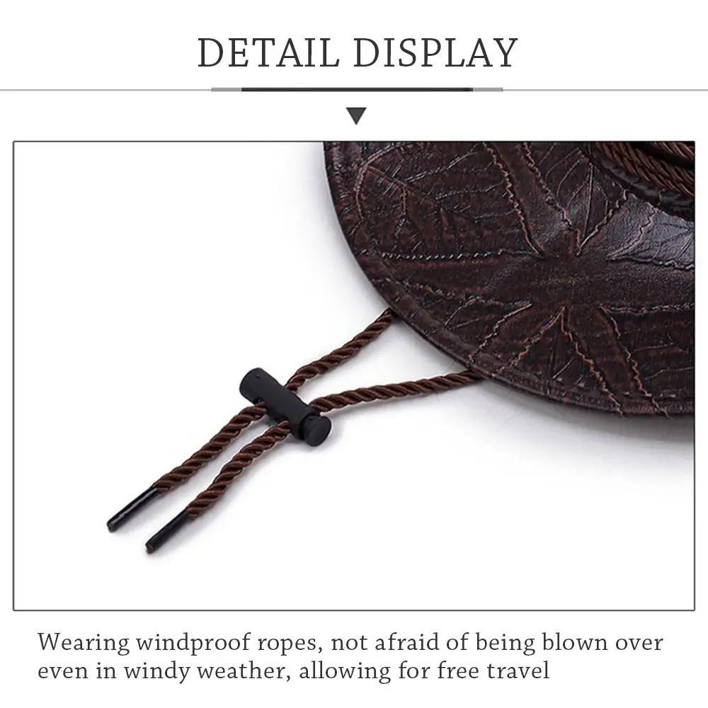 Fashion Leather Cowboy Hat Gentleman Jazz Sun Hats Outdoor Western Sun Visors Men Women