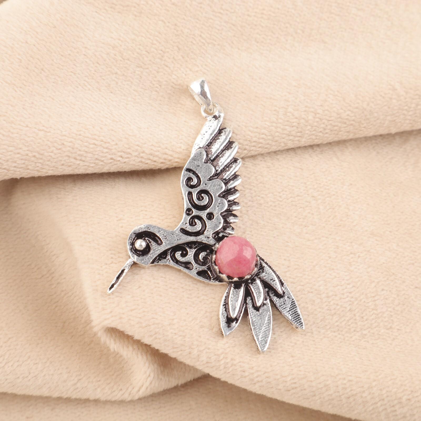 

Natural Black Rhodonite Gemstone 925 Sterling Silver Jewelry Boho Pendant 1.8 CP-20-26