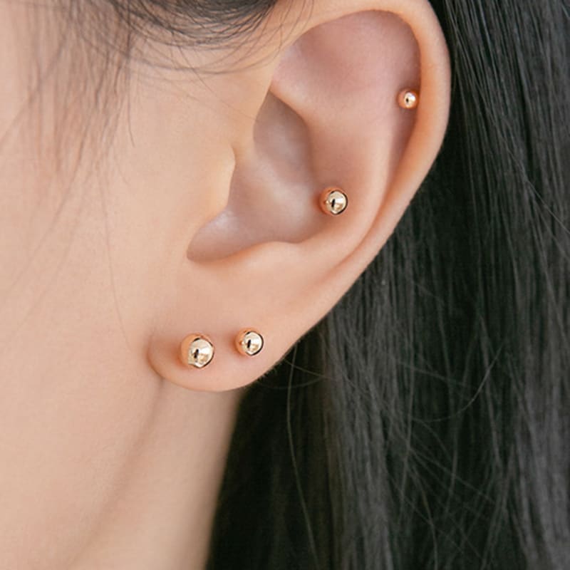 LUNNE 14k Ball Piercing (14k Gold) #PI01