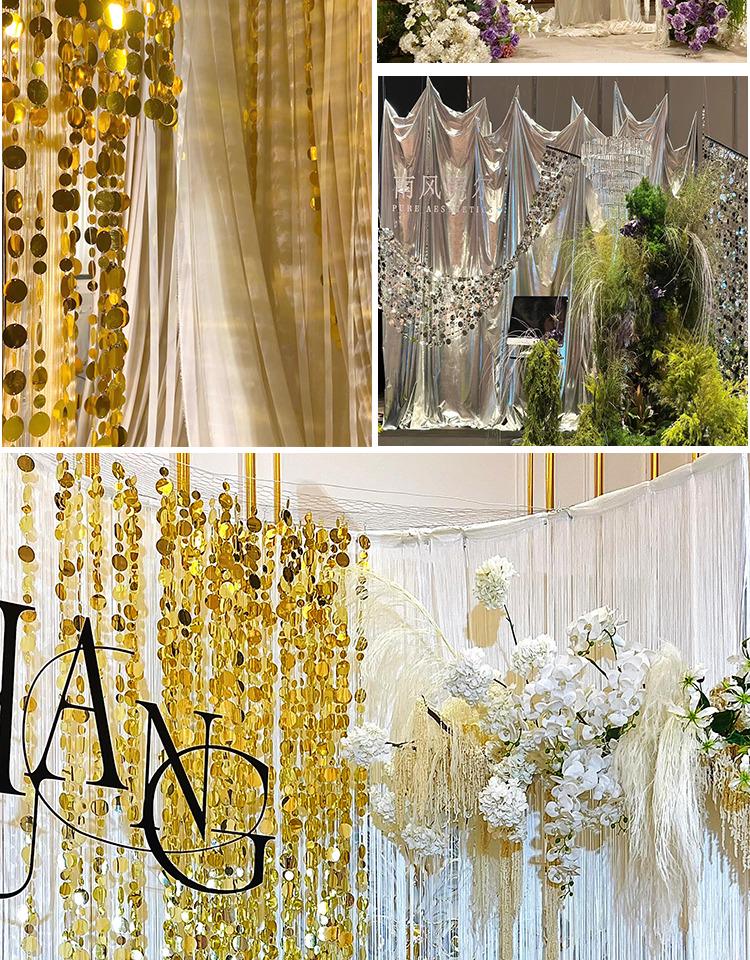 Perlmuttfarbene Pailletten-Hängekette Dekoration für Hochzeitsbogen und Decke