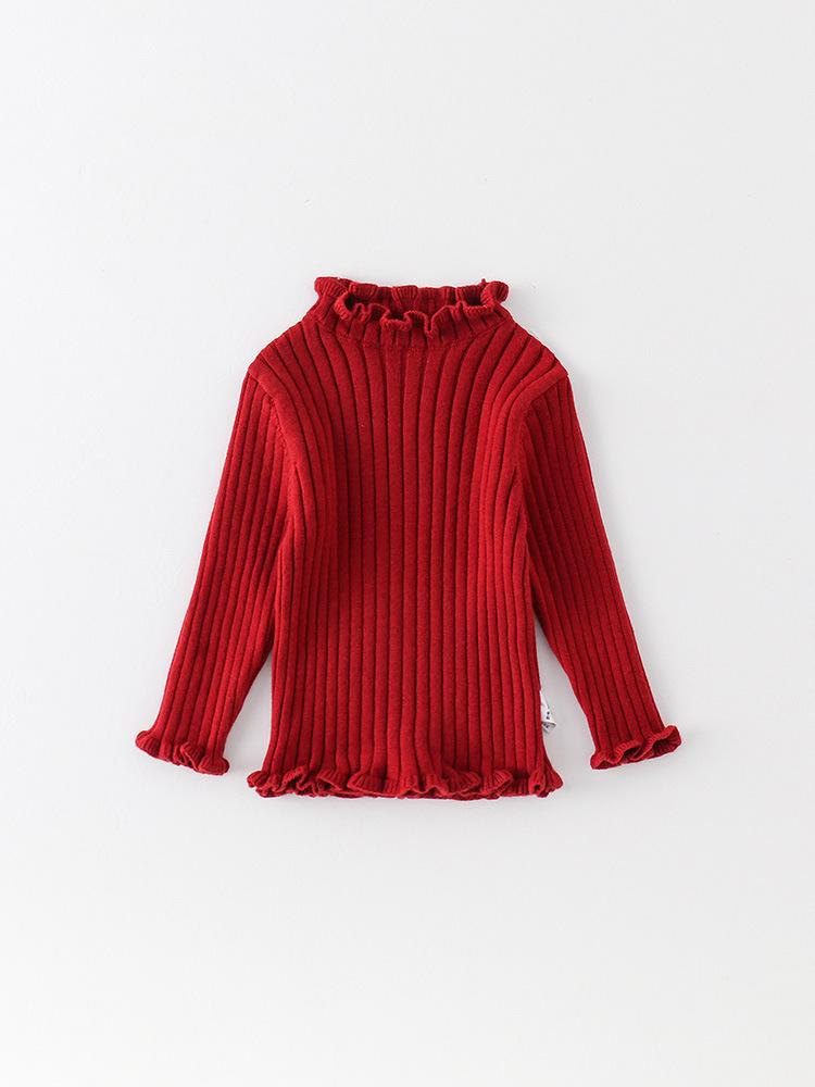 Girls' Cozy Knit Sweater - Stylish Baby Warm Layer, Pure Color Versatile Top for Autumn/Winter