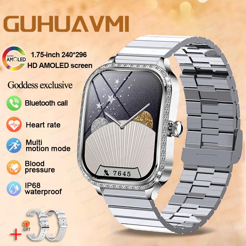 New Lady Fashion Smart Watch Women AMOLED HD Screen Heart Rate Bluetooth Call IP68 Waterproof Sports SmartWatch