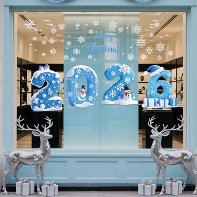 New Year 2026 Christmas Snowflake Window Clings, Festive Holiday Decorations for Storefronts, Parties, and Events