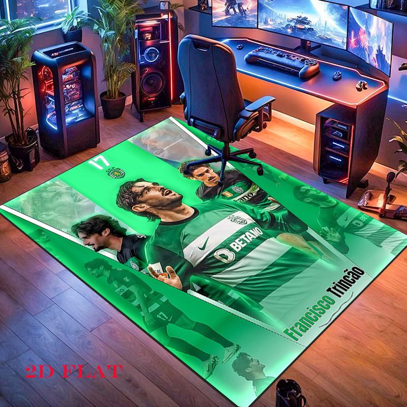 Sporting CP Teppich für Wohnzimmer Schlafzimmer Zuhause Sofadekoration, Rutschfeste Bodenmatte für Kinder zum Spielen