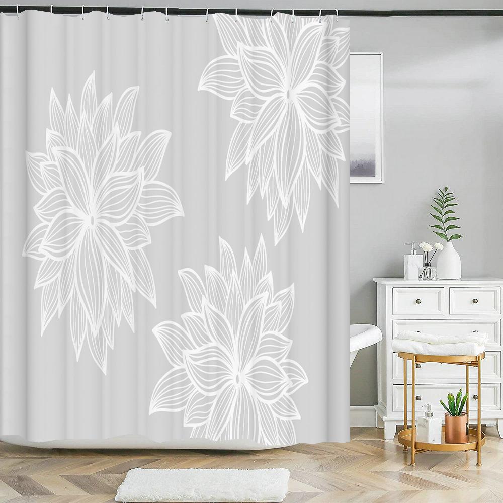 

Green Leaf Plants And Flowers Shower Curtain Print Modern Nordic Minimalist Polyster Home Decor Bathroom Curtain With Hooks W60H190(CM)-1 Pcs