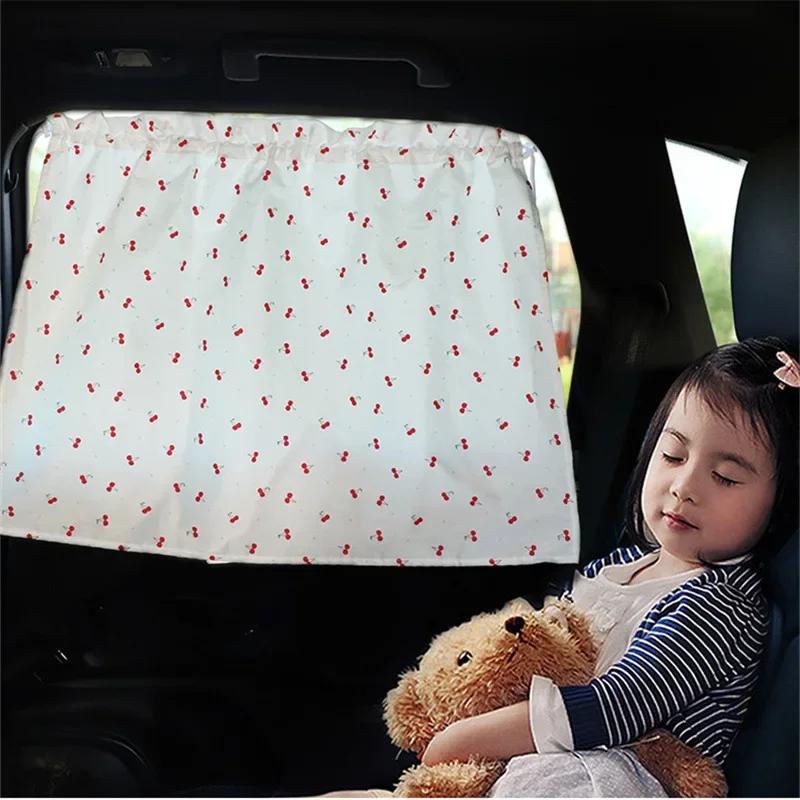 Suction Cup Curtain In The Car Window Sunshade Cover Cartoon Universal Side Window Sunshade UV Protection For Kid Baby Children