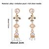 S925 sterling silver needle court style vintage earrings - french pearl long drop earrings & ear clips