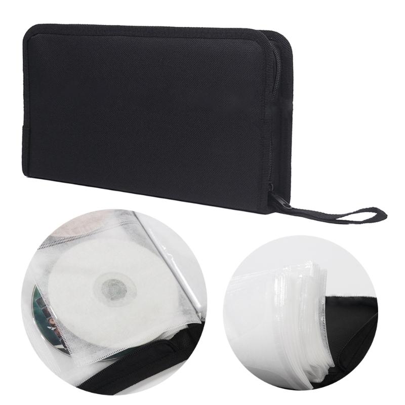 For 80Pcs CD Storage Case- CD DVD Booklet Holder CD DVD Discs Fabric Cloth Handbag CD/DVD Organizer Case