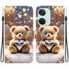 Handmade PU Leather Flip Case for OnePlus Nord 3 / OnePlus Ace 2V Anti-Slip Shockproof Cover with Wrist Strap & Heart/Rose Cat Designs