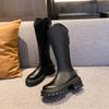 2024 Hot Sale New Autumn Winter Women Knee Length Shoes Round Head Solid Color Slip-On Wear Resistant Ladies Elegant Boots