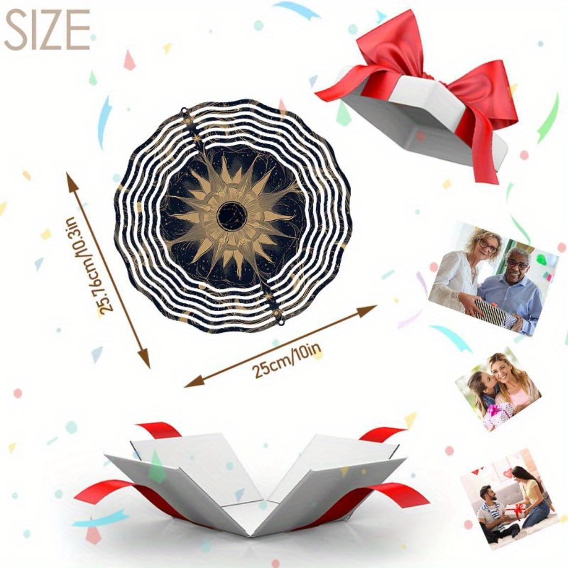 

Ветряной колокольчик на солнечной батарее с мандалой Солнца и Луны – 3D вращающийся металлический уличный декор для сада, патио или балкона | Батарейки не требуются 01A