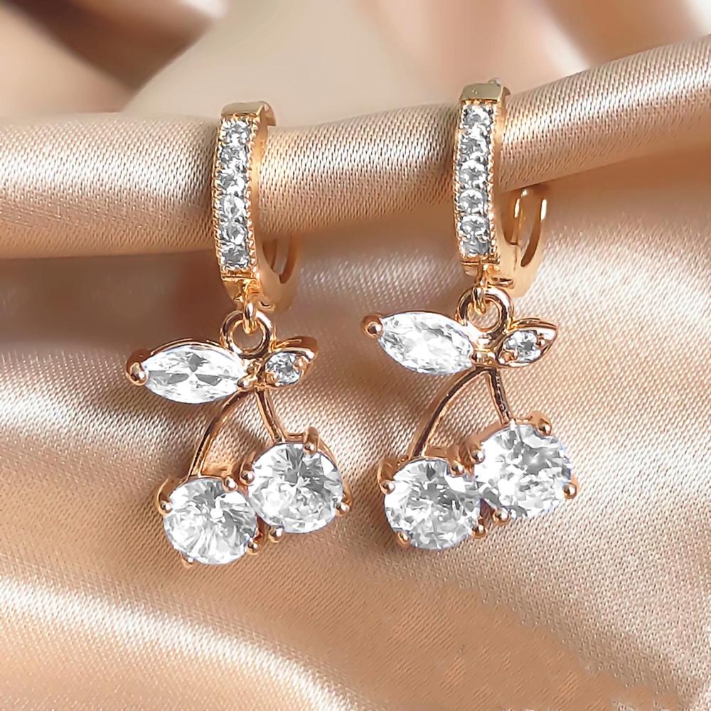 BELLA BOX Delicate Earrings Crystal Round Zirconia Shiny Female Accessories Elegant Party Fashion Jewelry Dangle Earrings For Women