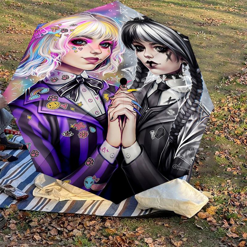 1PC Gothic Punk Umbrella-8-Rib Reinforced, Automatic Open, Lightweight & Durable, Cute Fashion Accessory for Outdoor-T181