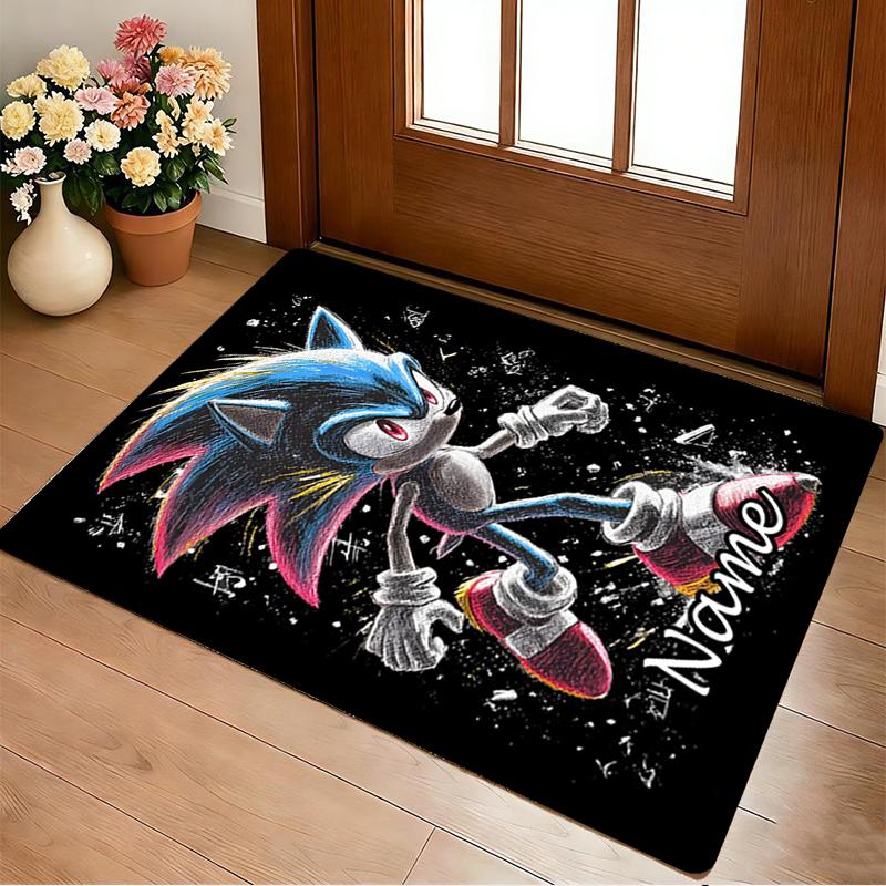 Personalized Name Shadow Sonic Living Room Non-Slip Area Rug Soft Carpet for Bedroom Playroom Sofa Office Home Decor Doormat