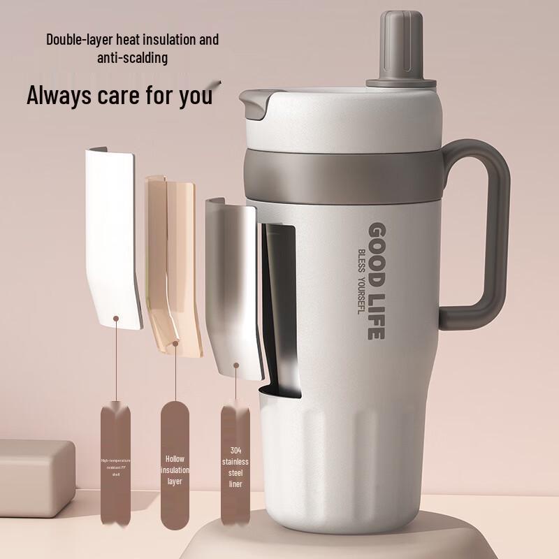 Stylish Large Capacity Insulated Straw Water Bottle