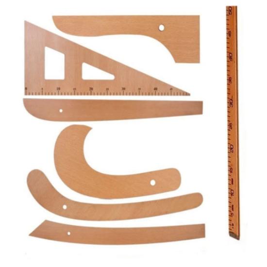 

Портной-модельер-текстиль Набор из 7 деревянных линейок Riga Mitre Set