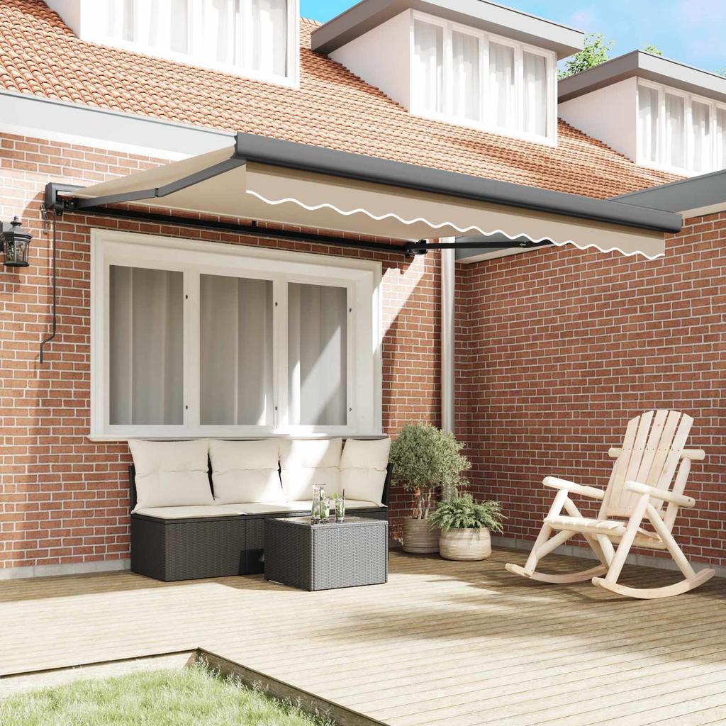 Retractable Awning Beige 300 X 250 Cm Fabric and Metal