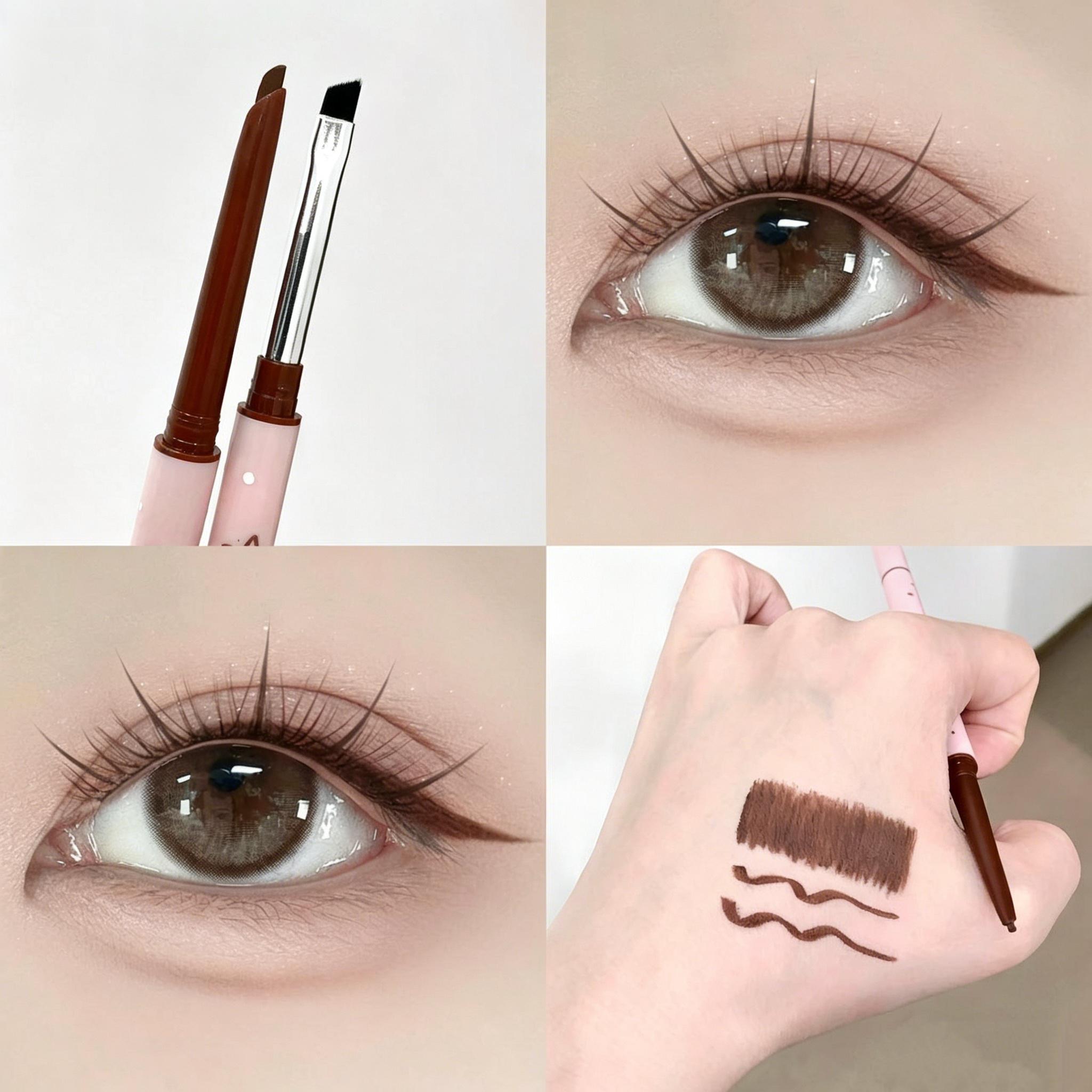 Kakashow Dubbelzijdige Eyeliner Potlood Precieze Punt Mengbare Kwast Rijk Pigment Waterdicht Dagelijkse Oogmake-up