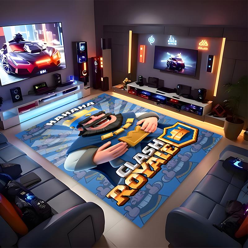 1pc Clash Royale Print Area Rug - Soft, Washable Non-Slip Indoor Mat for Office Chairs, Living Room, Home Office Decorative Rug