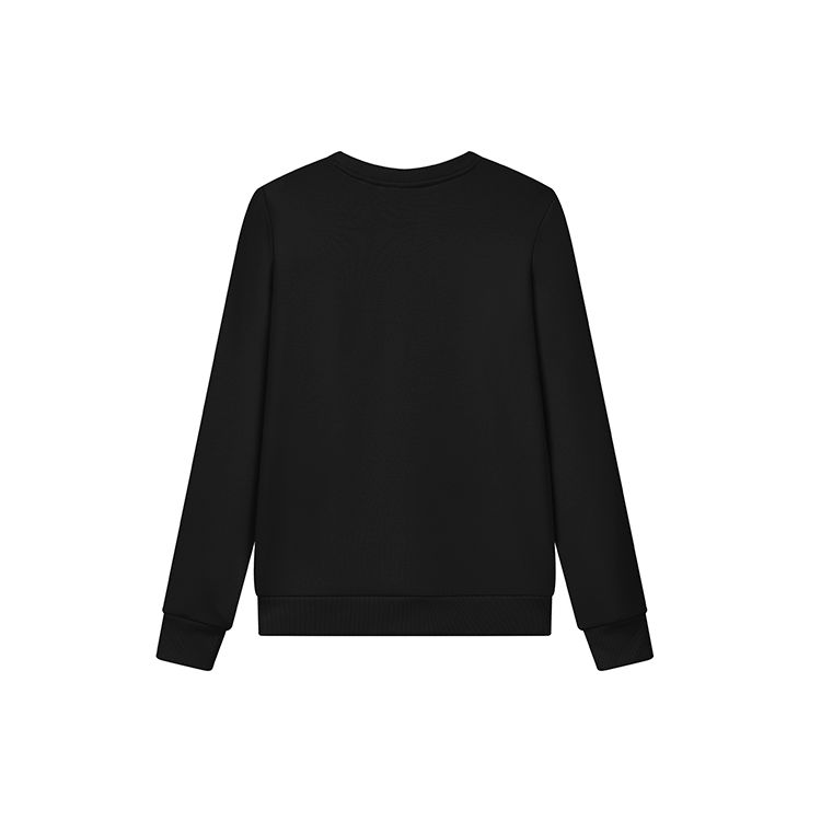 FILA Logo Print Crew Neck Pullover Sports Casual Sweatshirt Women sweatshirt Black F11W132253F-BK