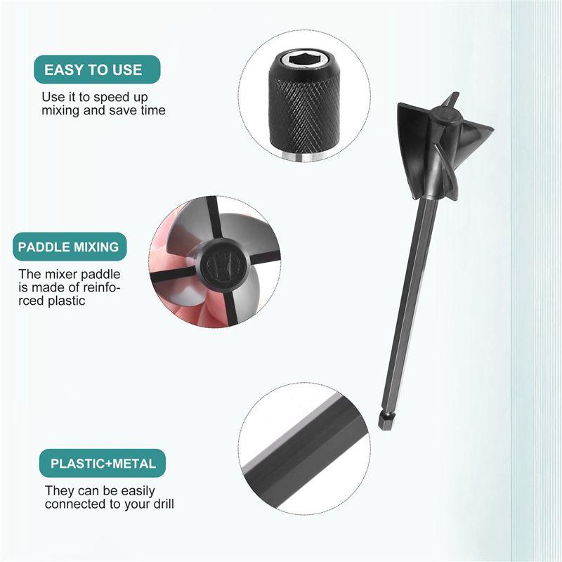M-Modern-Epoxy Resin Paint Mixer Paddles For Drill,4Pcs Reusable Paint Stirrer Resin Drill Mixer Paddles And 2Pcs Extension Rods