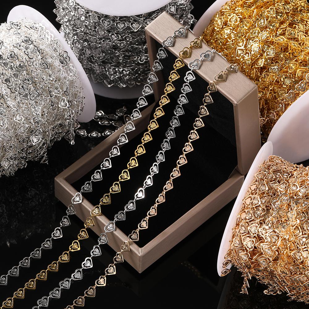 1 Meter Hollow Out Double Heart Chains Copper Classical Chain for Bracelet Necklace Jewelry Making Accessories