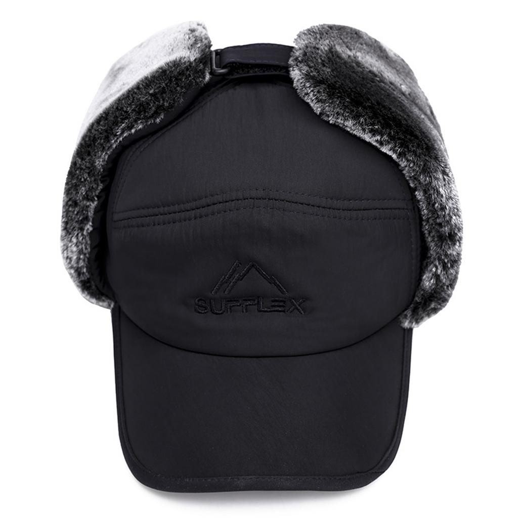 Hat Men And Winter Cap Ear Woolen Hat Windproof And Cold Proof Thick Warm Outdoor Middle-aged And Elderly Baseball Cap