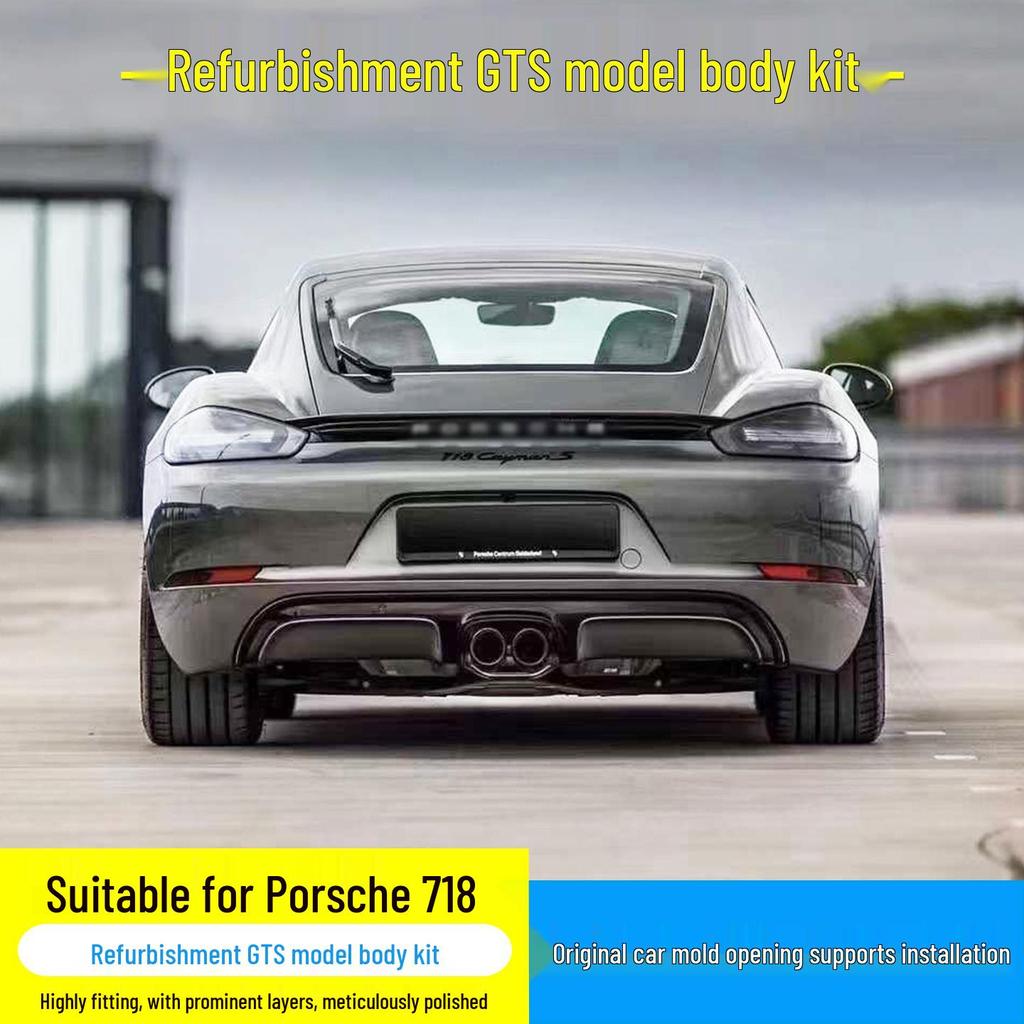 Porsche 718 GTS Front Bumper Assembly & Rear Lip Kit with Tail Light Injection Molded PP