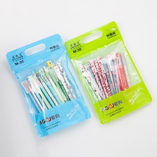 Lot de 10/20 stylos gel effaçables à encre noire et bleue, 0,35 mm, motif animal, papeterie scolaire