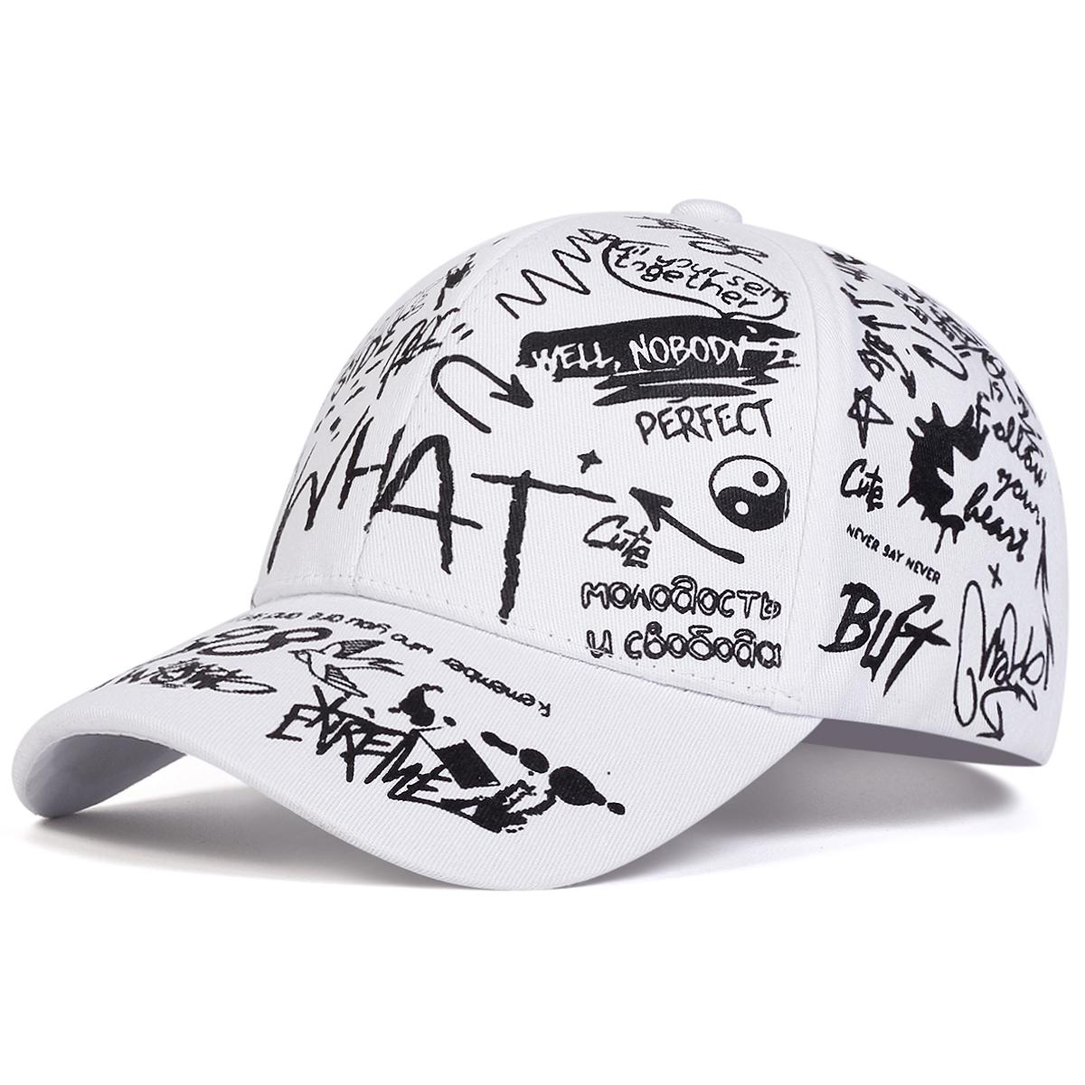 Casquettes de Baseball Snapback Unisexes à Imprimé Lettres Printemps et Automne Chapeaux Casuels Réglables d'Extérieur Chapeau Anti-Soleil Adjustable white