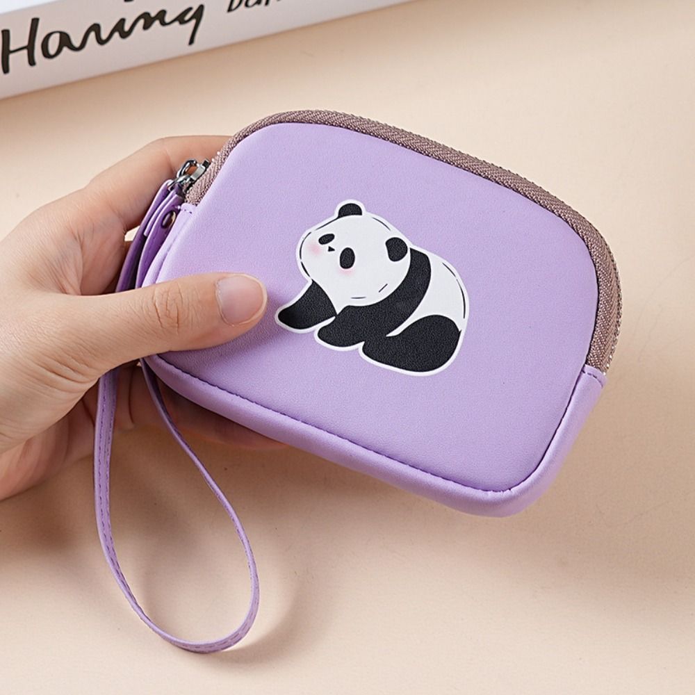 Fashion Cartoon Panda Coin Purse PU Leather Portable Clutch Bag Lipstick Storage Bag