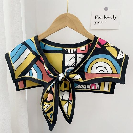 New Design Floral Shawl Fake Collar Women Detachable Collars Big Lapel False Collar Shoulder Wrap Scarf Clothing Accessories