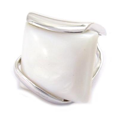 Silberring 'Obao' Silber Perlmutt (Rhodium) - 19x20 mm