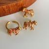 Bohemian Zebra Stripes Adjustable Ring & Earrings Set