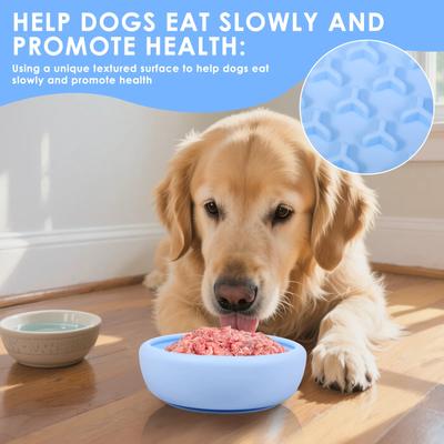 2Pcs Dog Lick Bowl Silicone Slow Feeder Dog Bowl with Suction Cup Base Anti Choking Pet Slow Licking Bowl Pet Supplies (S + L)