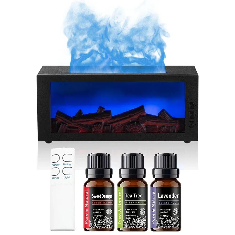 Air Humidifier Essential Oil Diffuser for Room, Quiet Ultrasonic Aromatherapy Device with 7-Color LED Night Light, Flame Design