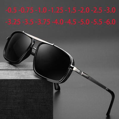 0 -0.5 -0.75 -1.0 To -4.0 Gray/Tea Lens Prescription Sunglasses Men Myopia Lens Goggle Punk Sun Glasses