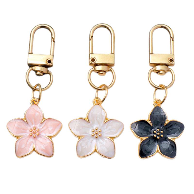 Cute Colourful Pearlescent Five-petalled Cherry Blossom Keyring Bag Charm