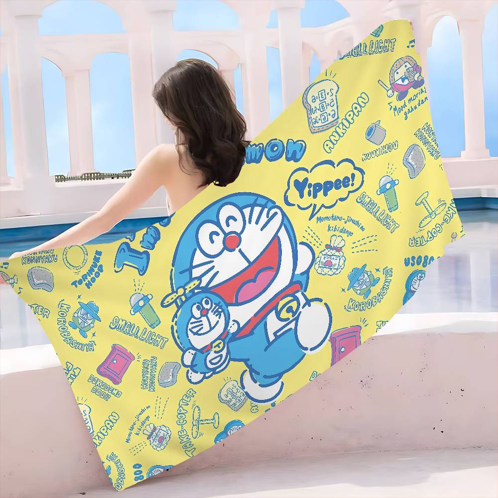 

Funny D-Doraemon Cartoon Microfiber Printed Beach Towel Mountain Climbing Yoga Beach Swimming Running Absorbent Soft Towel W30*H60(CM)