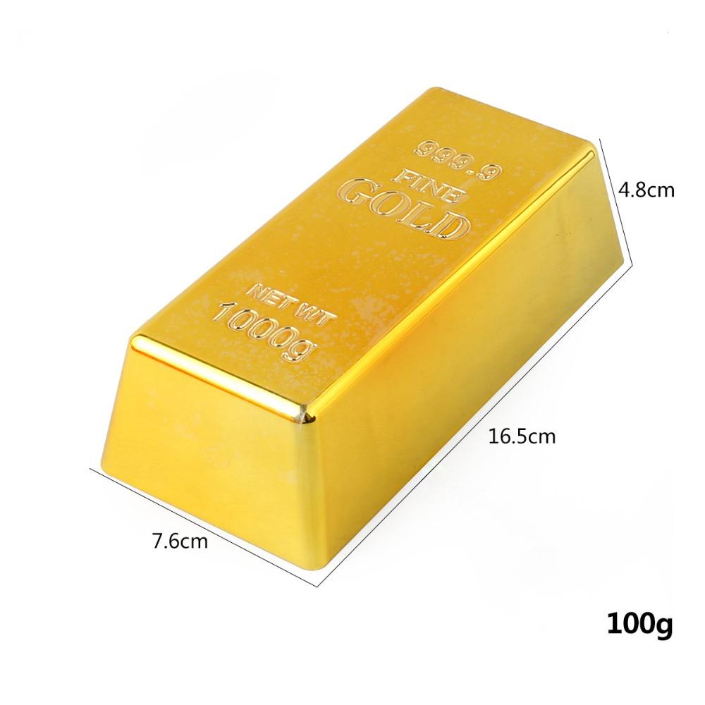 Идеальный подарок Симуляция Поддельный золотой слиток Блестящий пресс-папье Золотой кирпич Декор стола Упор для двери Золотой слиток Копилка Домашний декор