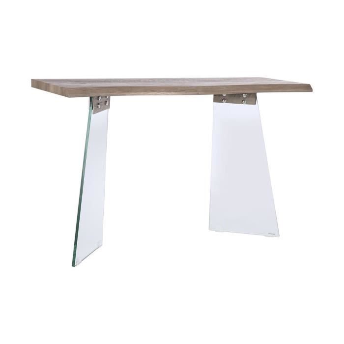 Console en verre, bois et MDF - Blanc - 120 x 40 x 76 cm