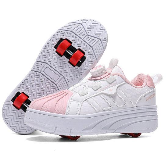 Kids Wheels Shoes with Lights Rechargeable Roller Skates Shoes Retractable Wheels Shoe LED Flashing Sneakers for Girls Boys Gift