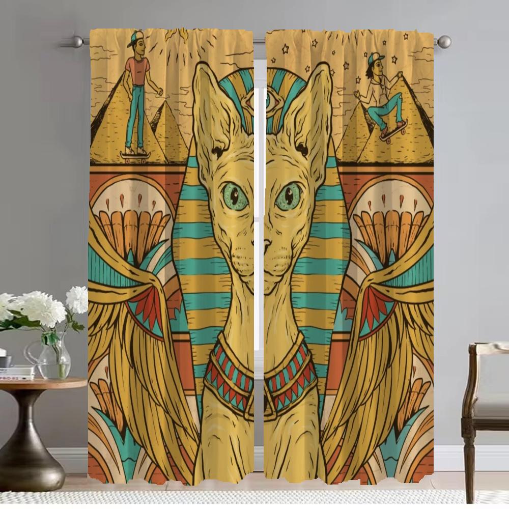 

Занавеска для окна для комнаты 2 Панельная художественная фреска Кошка Современная гостиная Шторы для камеры Раздел Хэллоуин Украшения Оттенки Ребенок W50xH70cmx2pcs-CL