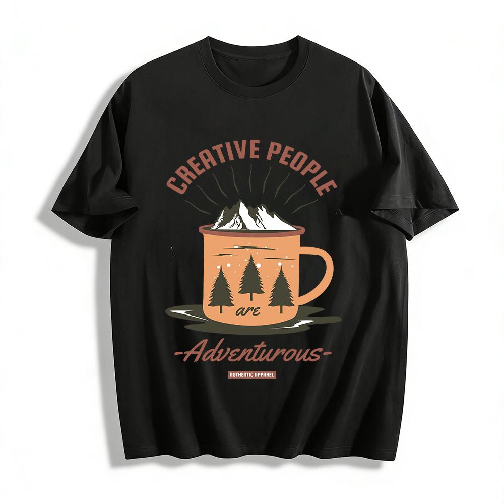 

Creative People Are Adventurous Outdoor Graphic Casual Top Pure cotton T-shirt XXS