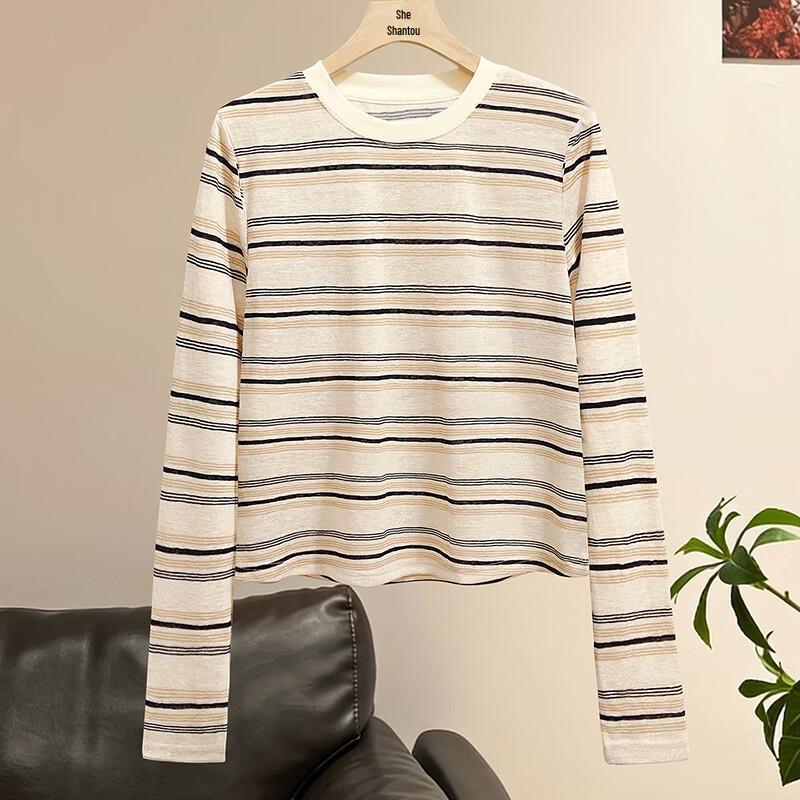 Women's Striped Long Sleeve Round Neck T-shirt