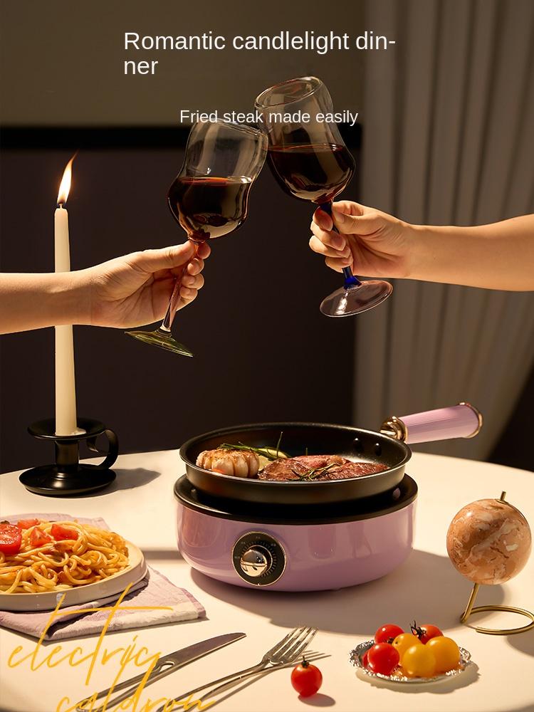 220V Electric Grill Barbecue Machine Home Electric Hot Pot Multi Cooker with 2 Pots