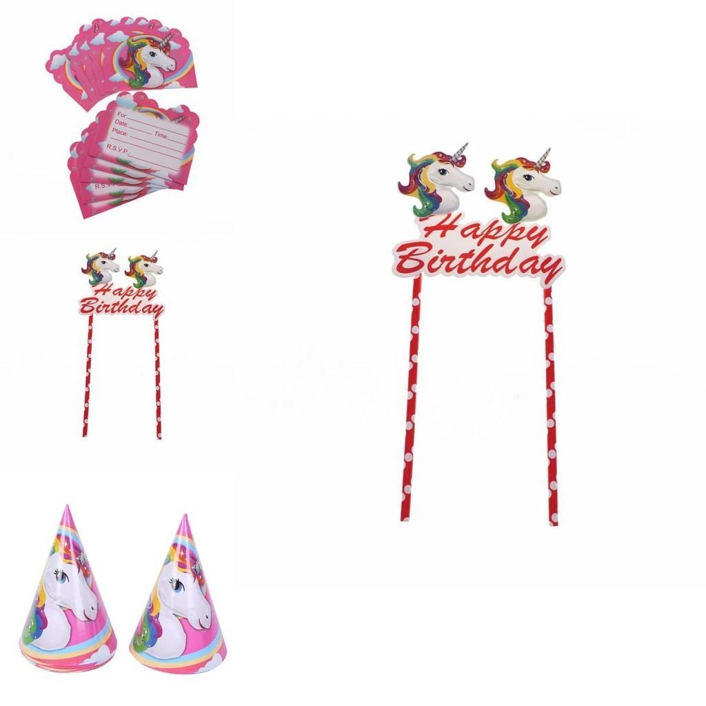 Whimsical Unicorn Kids Birthday Party Supplies Set Including Cheerful Plates Cups And Napkins
