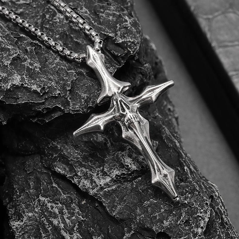 Street Dark Retro Bone Cross Jewelry Pendant Necklace