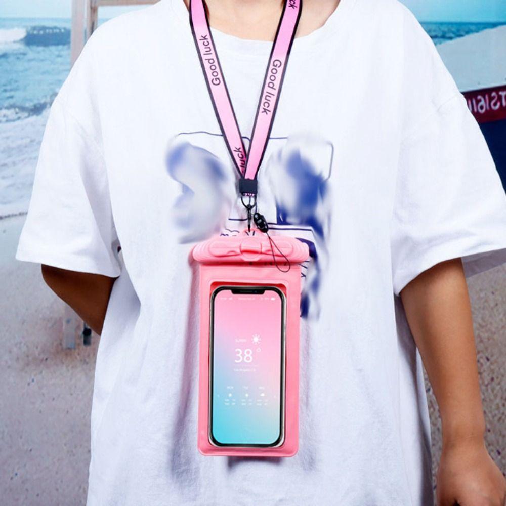 

Universal Mobile Phone Bag Lanyard Phone Protector Pouch Halter Waterproof Phone Case Underwater рожевий