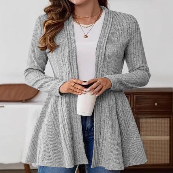 Long Sleeved Casual Solid Color Simple Cardigan Jacket for Autumn and Winter Mid Length Women's Knitted Sweaters